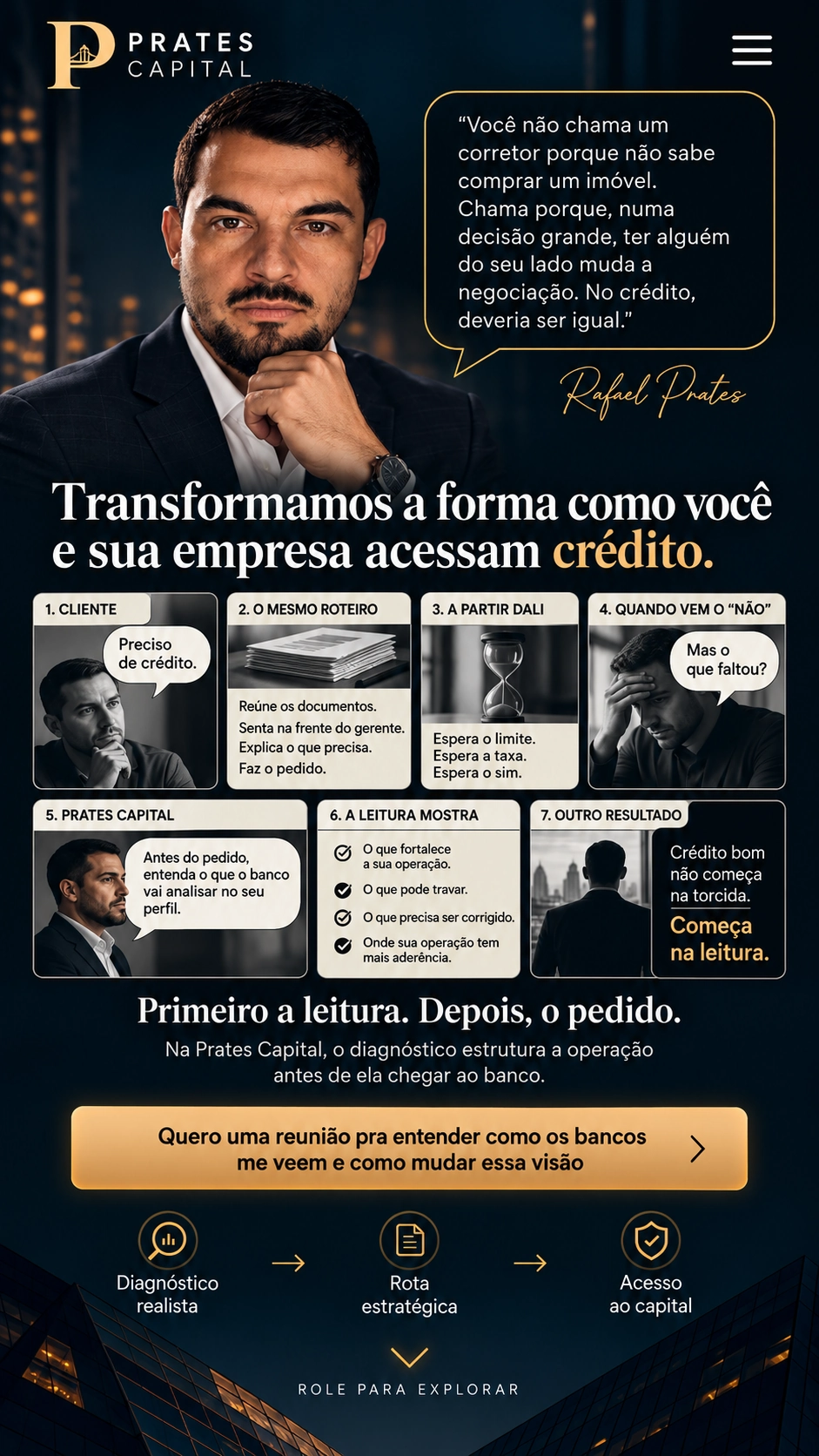 Prates Capital. Transformamos a forma como você e sua empresa acessam crédito. Primeiro a leitura, depois o pedido.