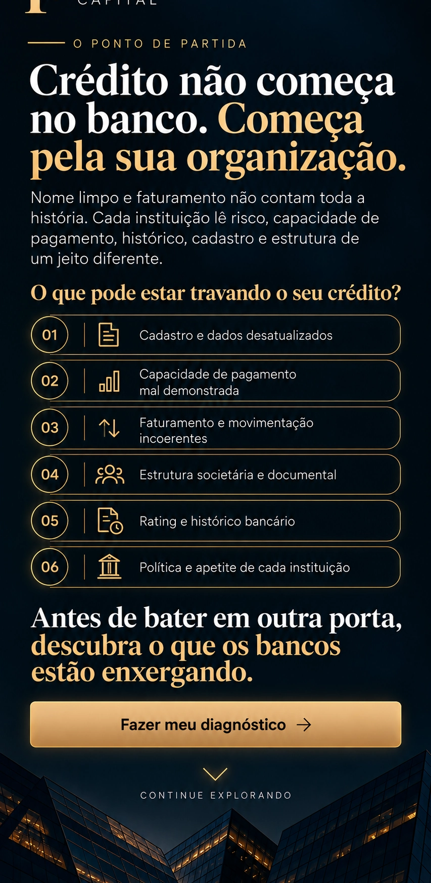 Crédito não começa no banco. Começa pela sua organização. Veja fatores que podem estar travando o crédito.